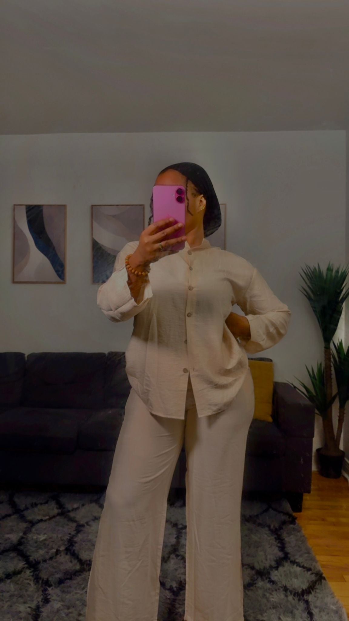 TISSU CRÊPE  (Un ensemble pantalon  & chemise )