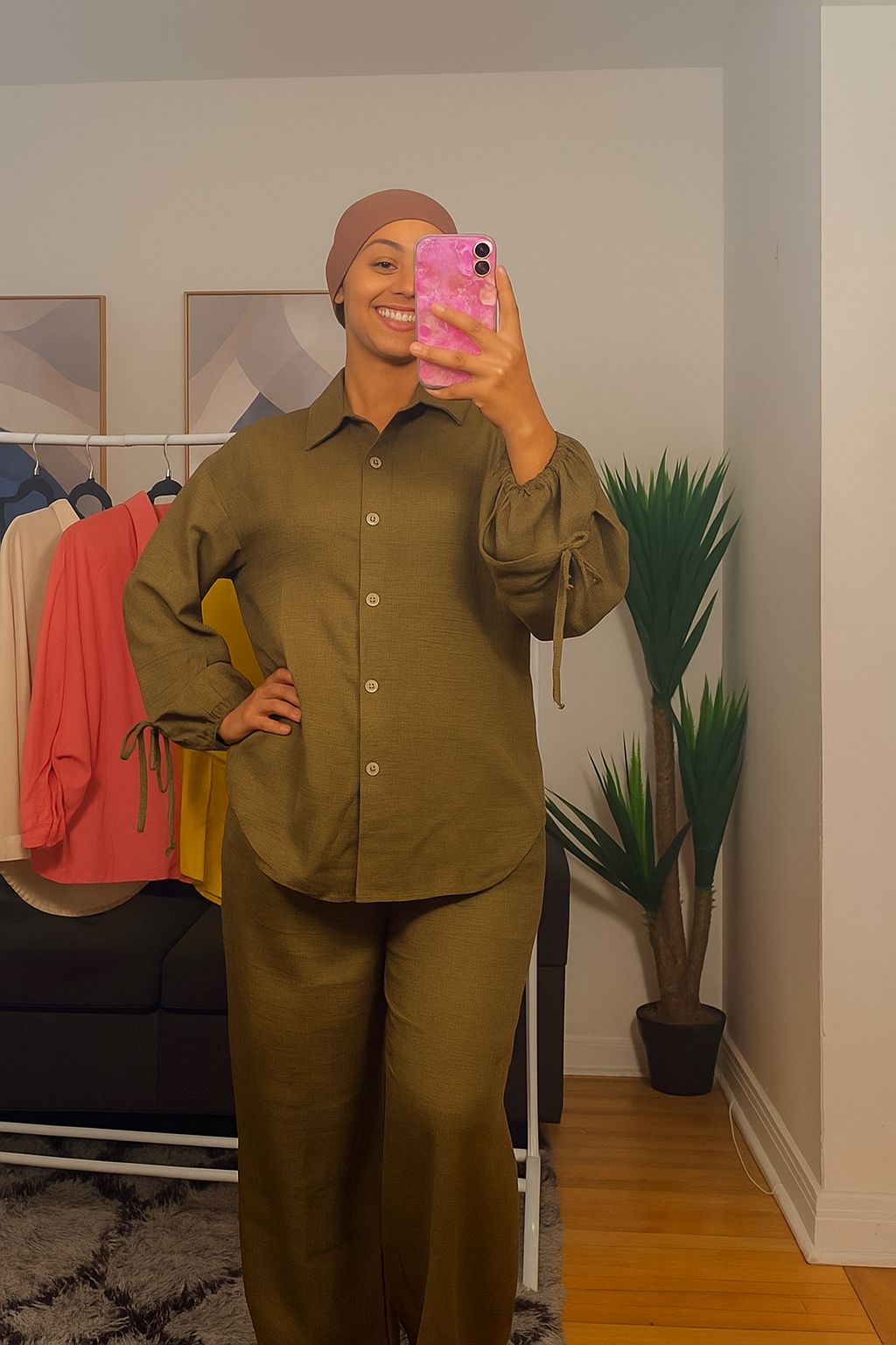 TISSU CRÊPE  (Un ensemble pantalon  & chemise )